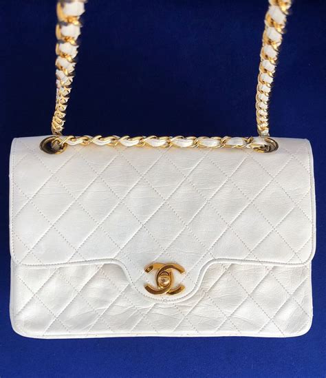 chanel classic white handbag|classic handbag chanel price.